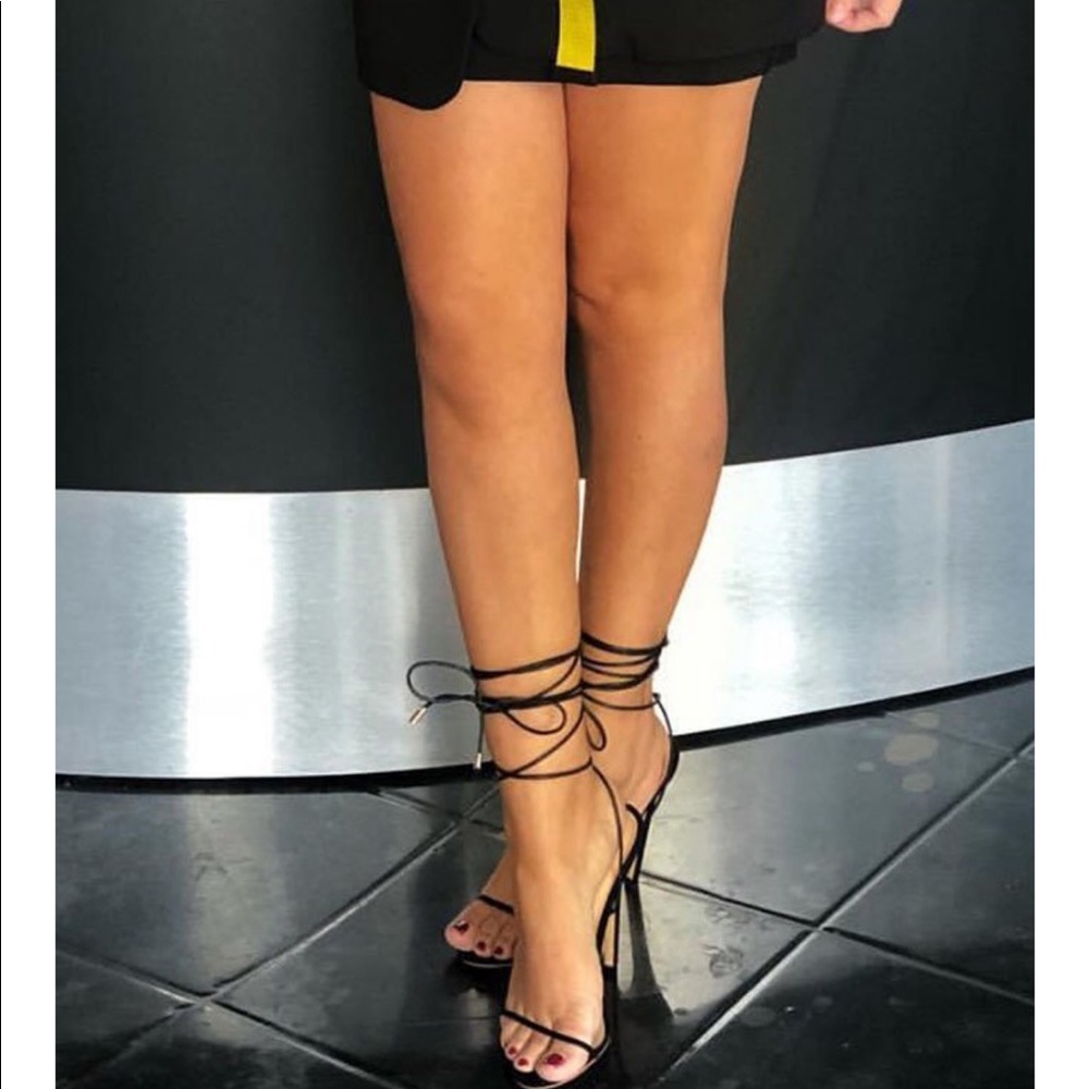Barely There Lace Up Heel - Black